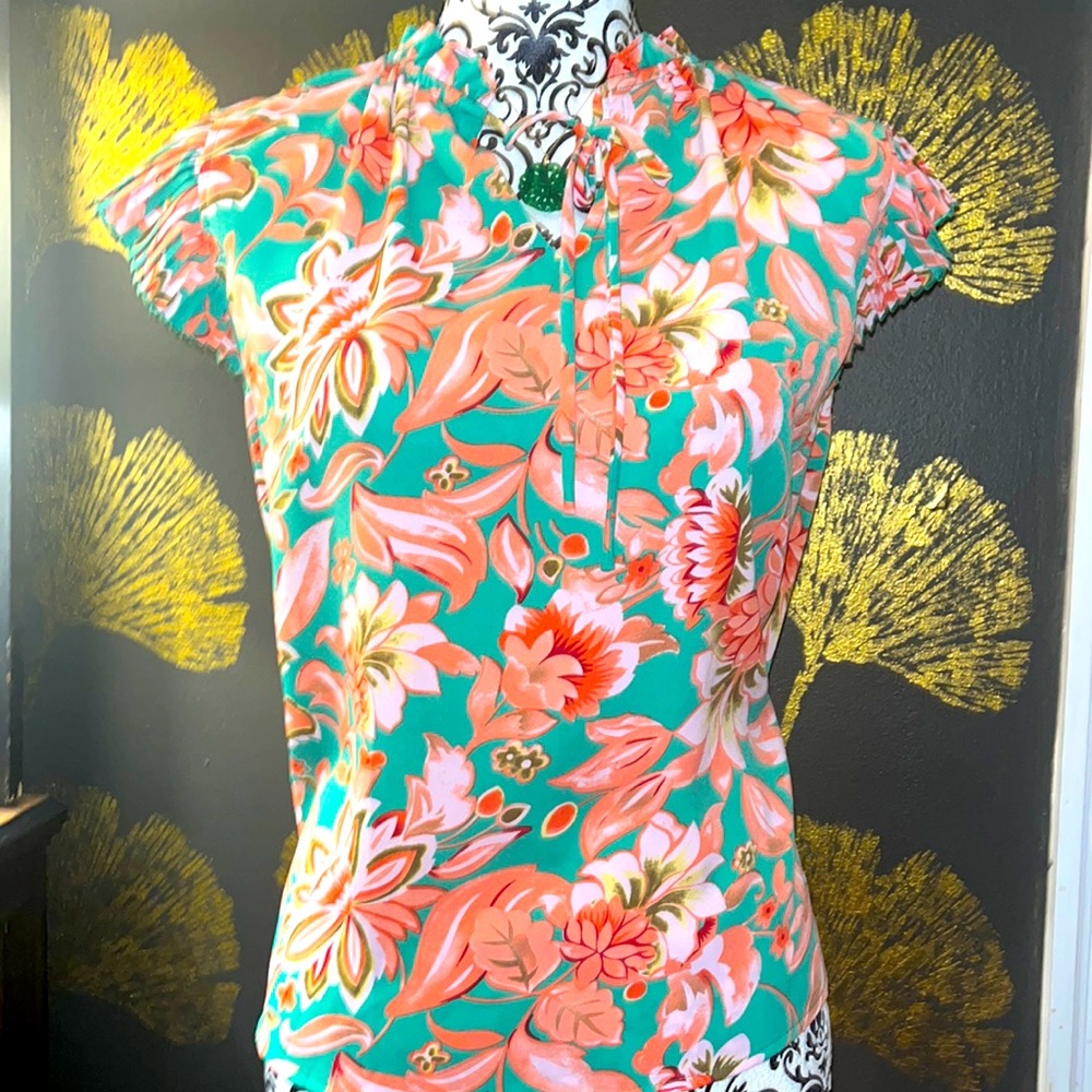 Flowery silk like blouse